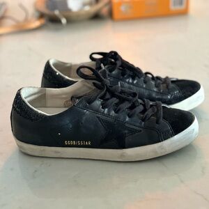 Golden Goose Black Sneakers with White Accents